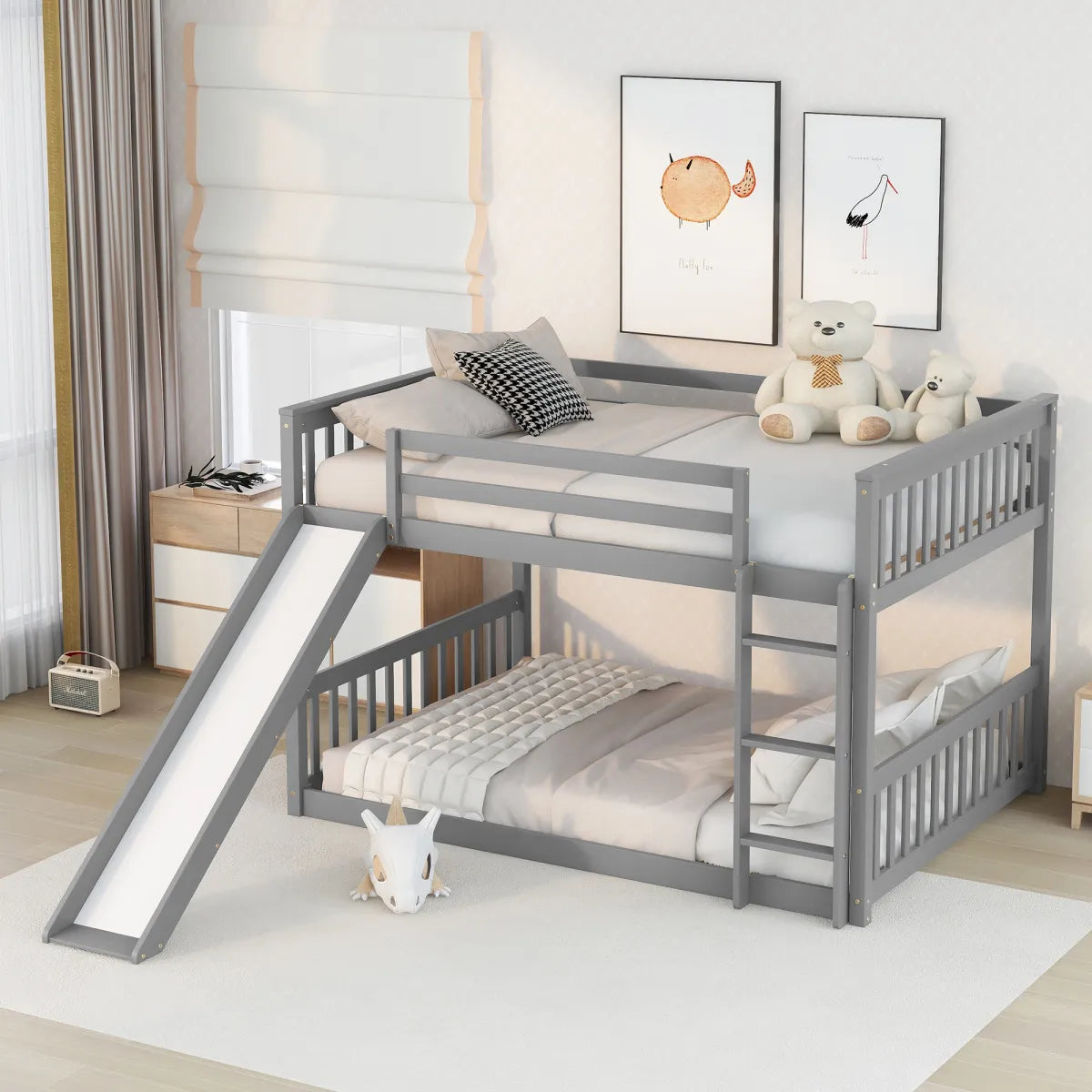 Full Over Full Bunk Bed with Slide – view 3