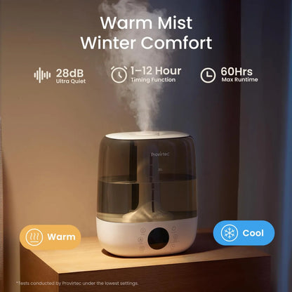 6L Warm & Cool Mist Humidifier – Top-Fill, Self-Cleaning for Large Rooms