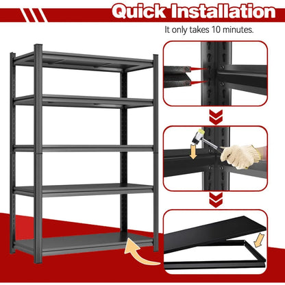 5-Tier Adjustable Metal Garage Storage Shelf