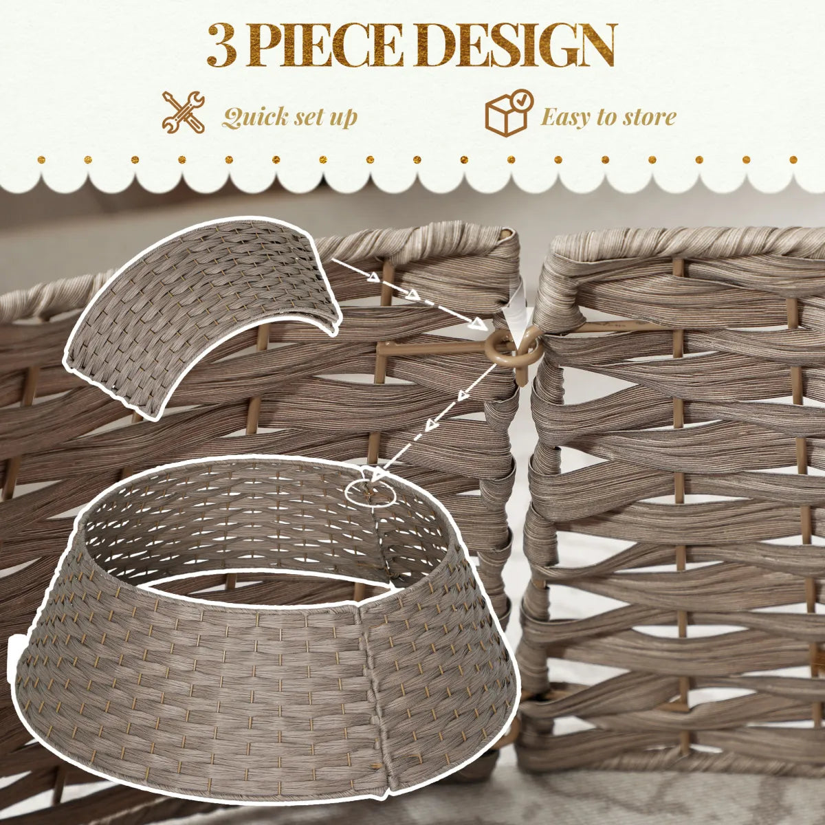 27" Rustic Woven Christmas Tree Collar, Coffee