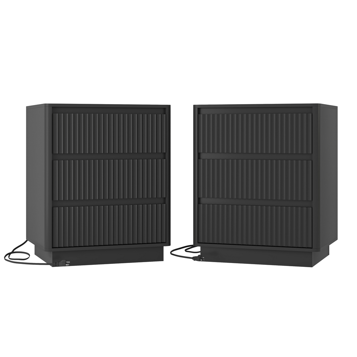Set of 2 End Tables with USB-C Charging, Black – alternate view 1