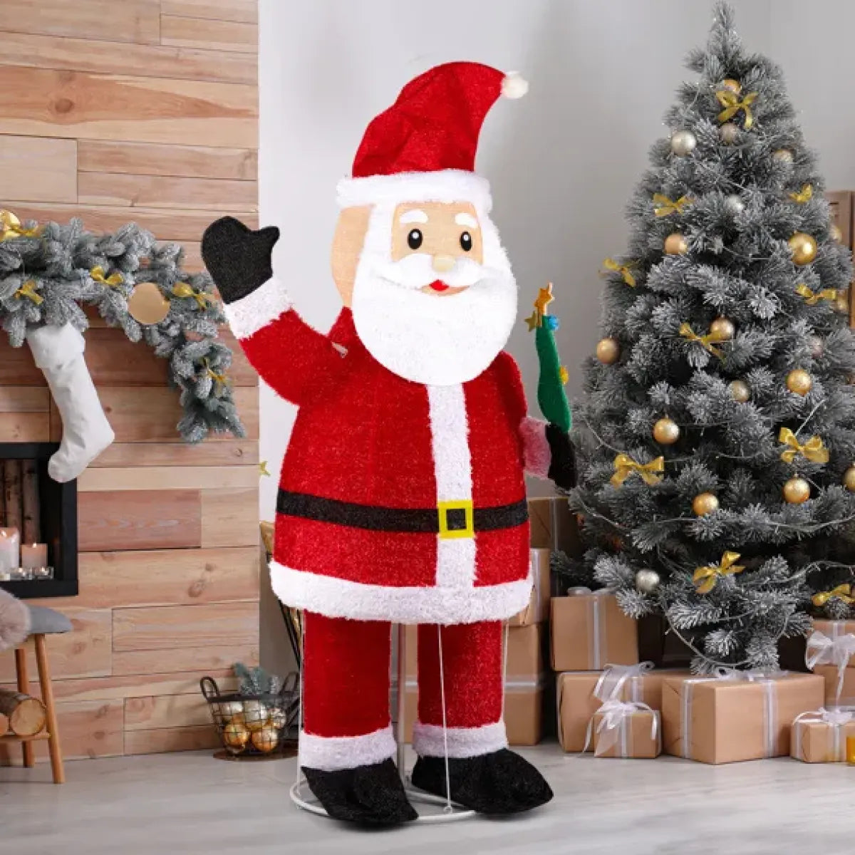 6 Ft Pre-Lit Pull-Up Santa Claus Waving Christmas Yard Decoration