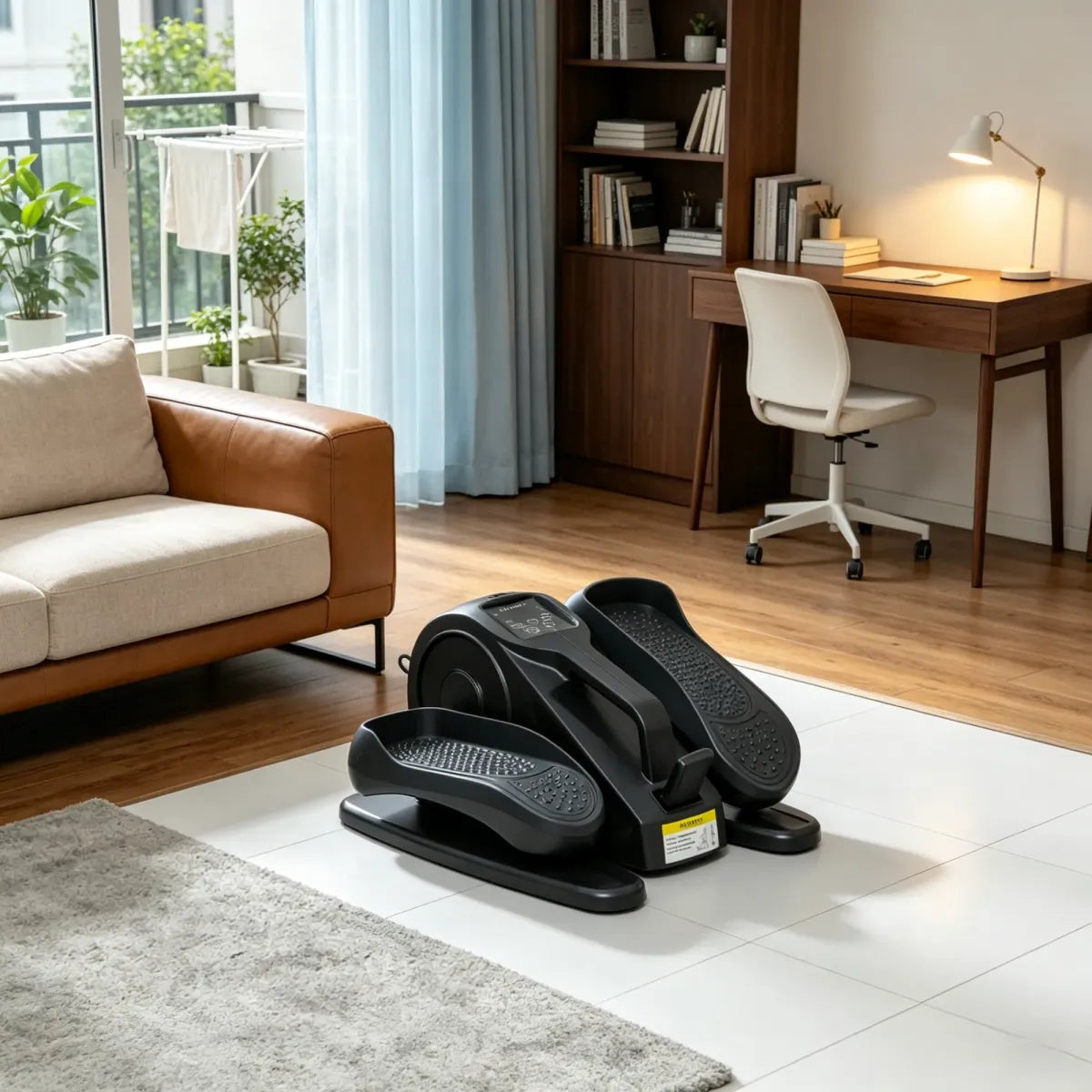 Under Desk Elliptical Machine with Remote and LCD Display for Home Office