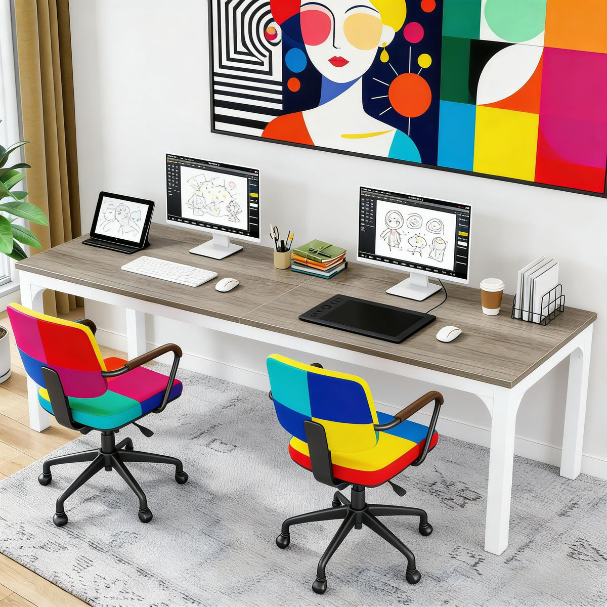 Extra long conference and writing desk, taupe
