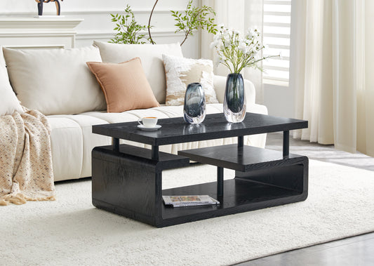3-tier coffee table, black wood grain
