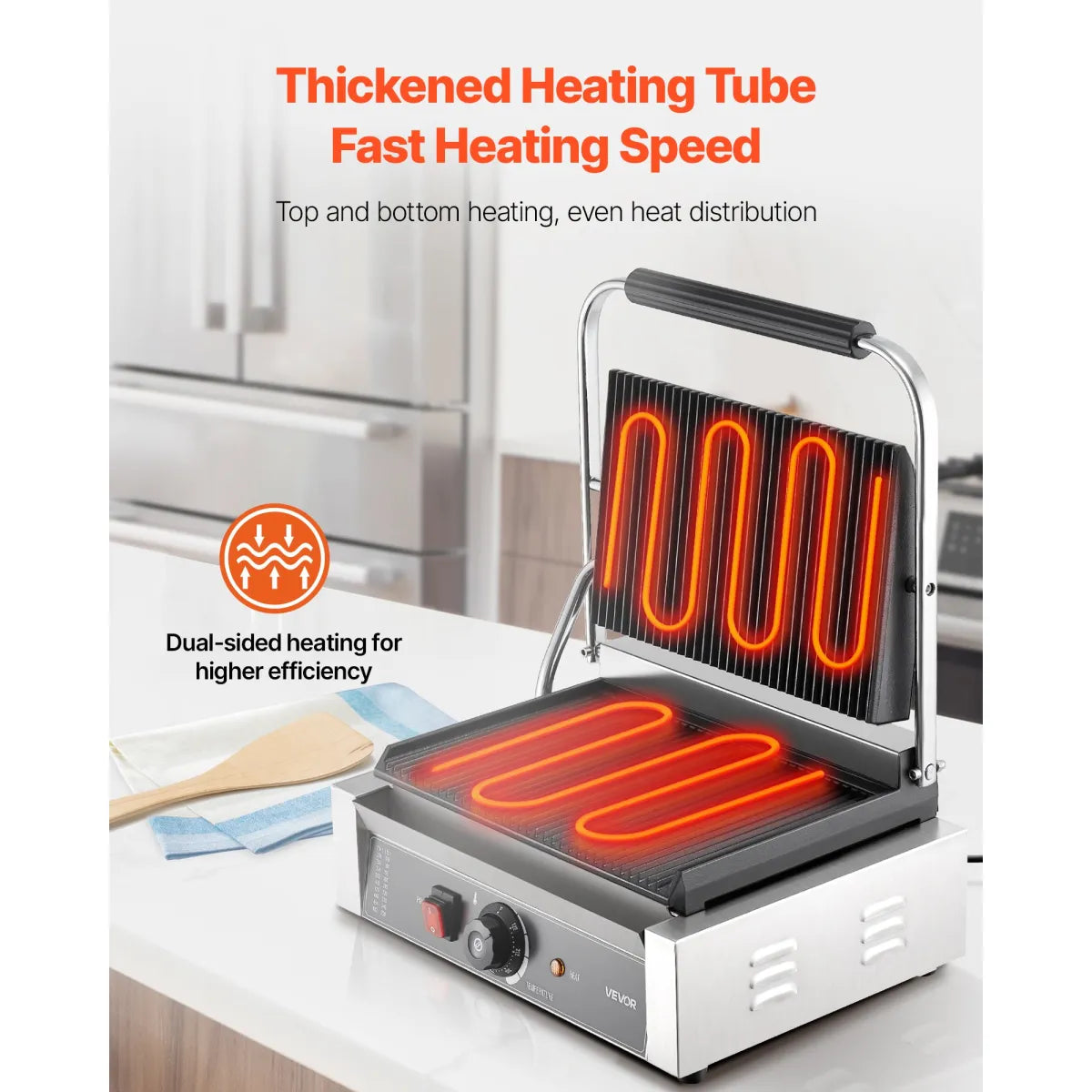 Compact Panini Press – Electric Sandwich Grill with Ribbed Plates