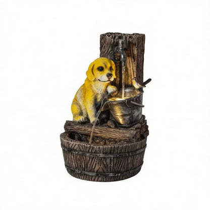 22" 3-Tier Garden Fountain with LED Lights, Rustic Brown