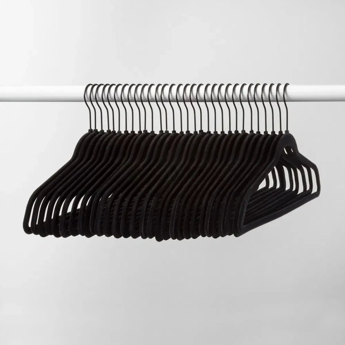 30-Pack Velvet Clothes Hangers – Black Flocked Non-Slip Suit Hangers