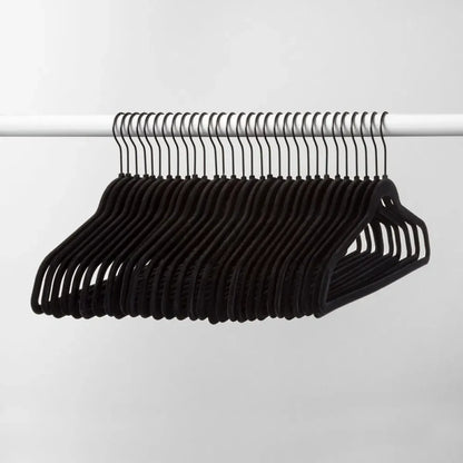 30-Pack Velvet Clothes Hangers – Black Flocked Non-Slip Suit Hangers
