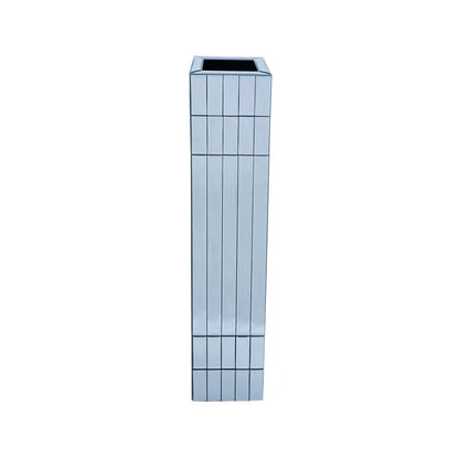 Tall Mirrored Glass Floor Vase for Dried Flowers, Silver Cube Design