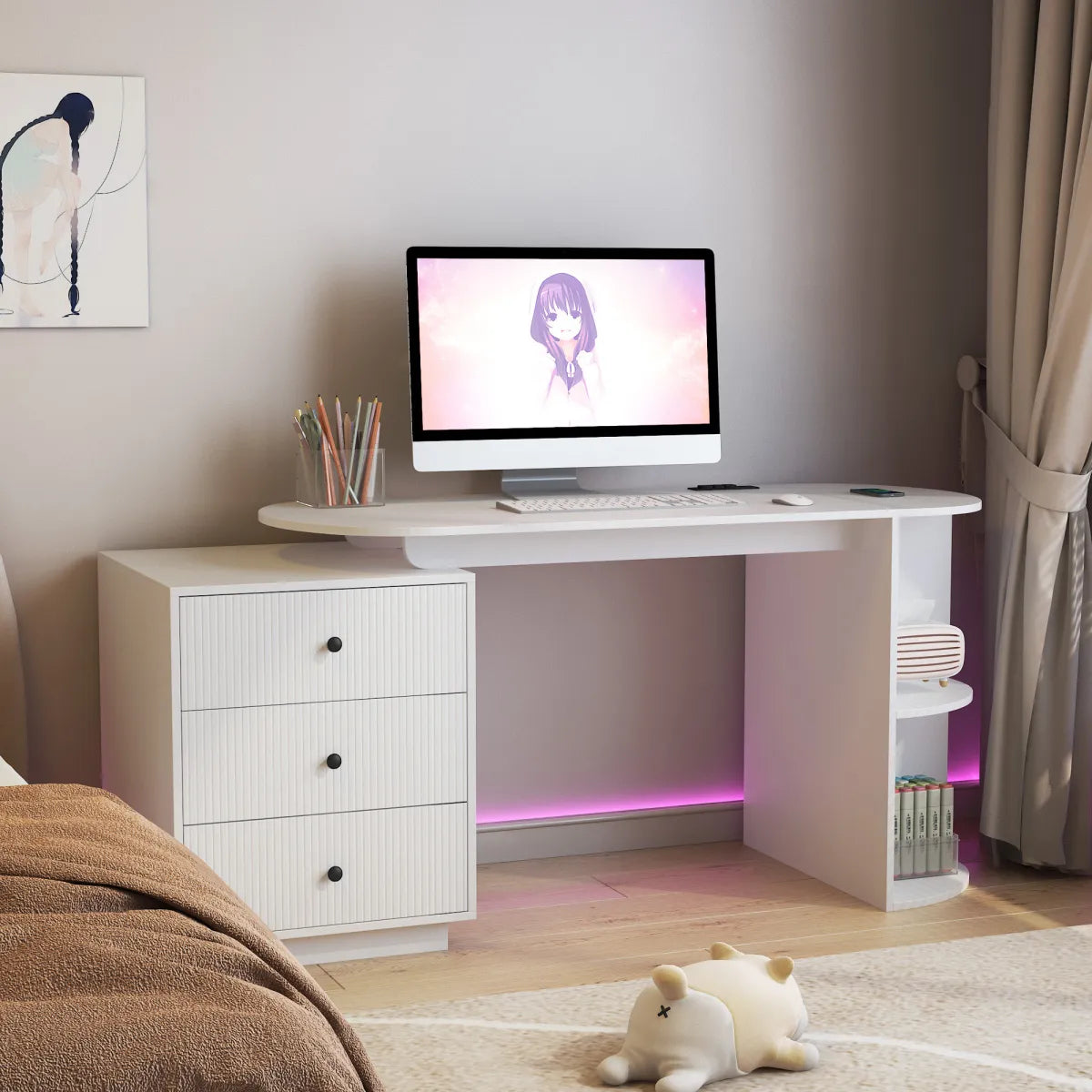 Expandable Computer Desk with Hutch & Bookshelf