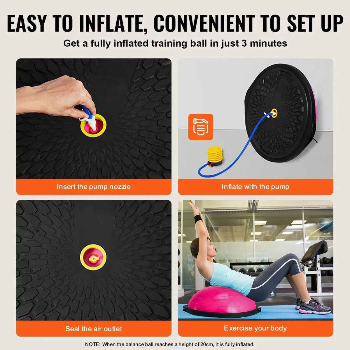 26" Half Exercise Ball Balance Trainer – Heavy-Duty Stability Dome with Resistance Bands