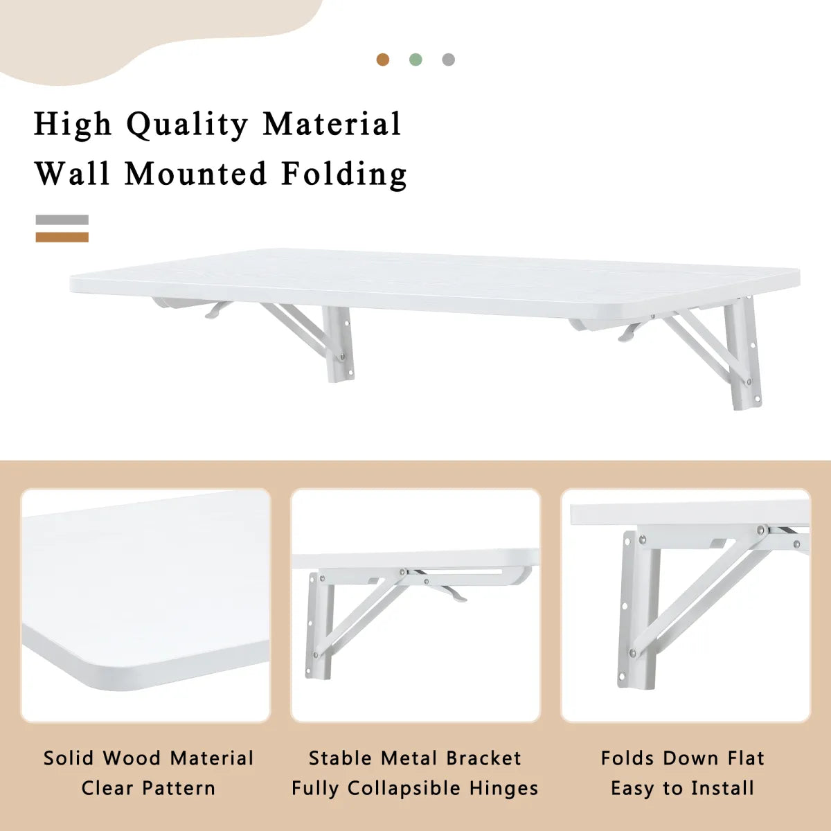 Wall-Mounted Folding Desk, White