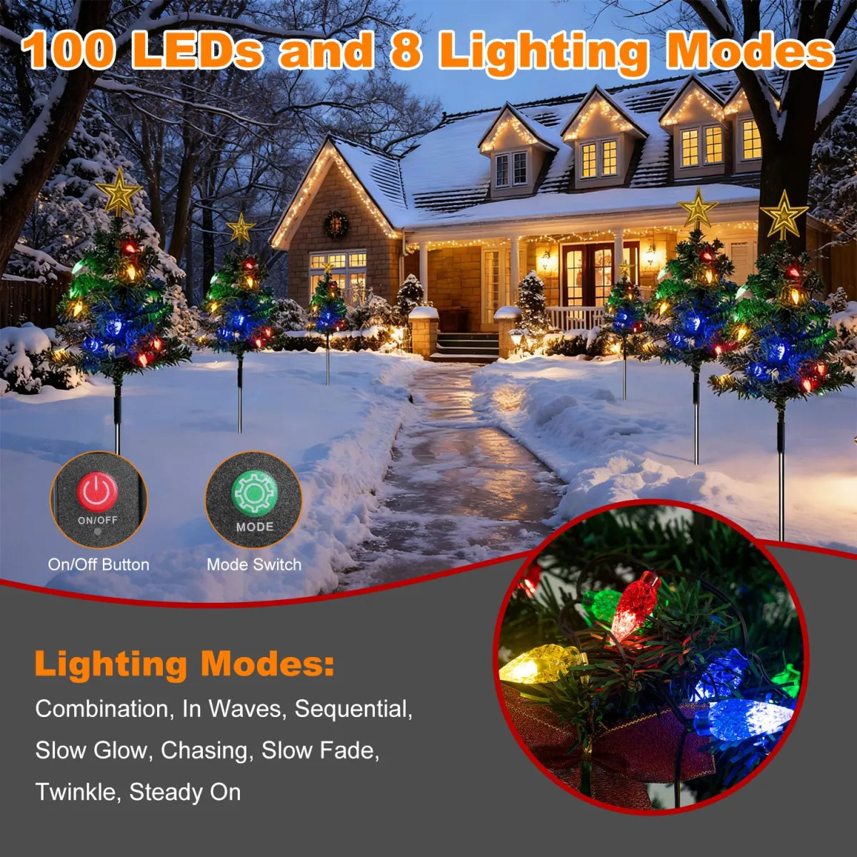 2 Pack Solar Christmas Trees, Outdoor Pathway Lights