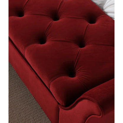 Vintage Tufted Long Bench, Velvet Upholstered Storage Ottoman
