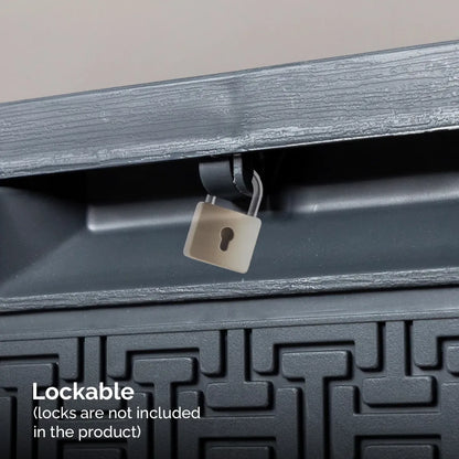 90 Gallon Outdoor Plastic Deck Storage Box with Lockable Seat