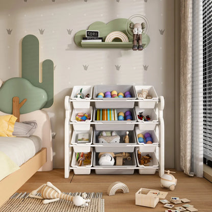 Kids Toy Storage Organizer – 12 Removable Bins, Playroom Shelf