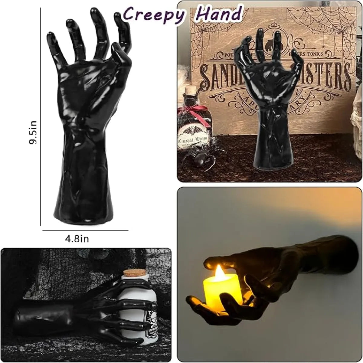 Set of 3 Creepy Hands with Candles, Halloween Wall Decor for Indoor Home and Haunted House