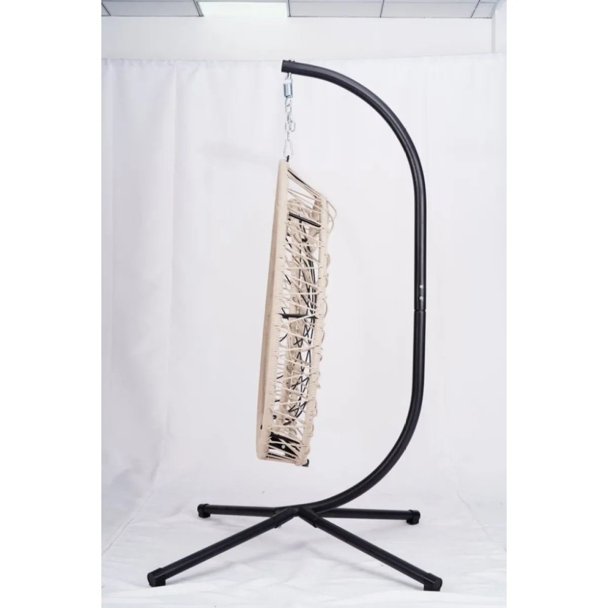 Egg-Shaped Hanging Swing Chair with Stand, Beige
