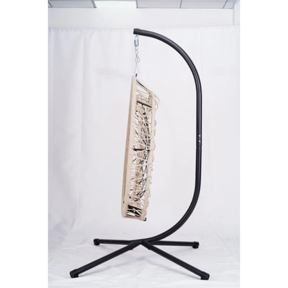 Egg-Shaped Hanging Swing Chair with Stand, Beige