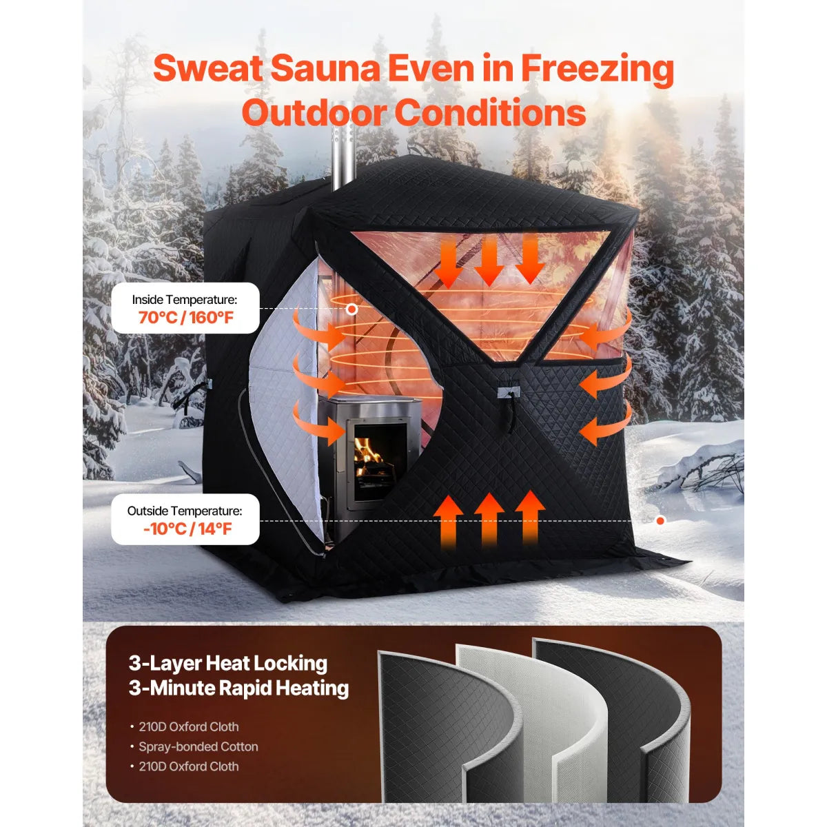4-Person Outdoor Steam Sauna Tent – Portable Camping Sauna with Velcro Closure