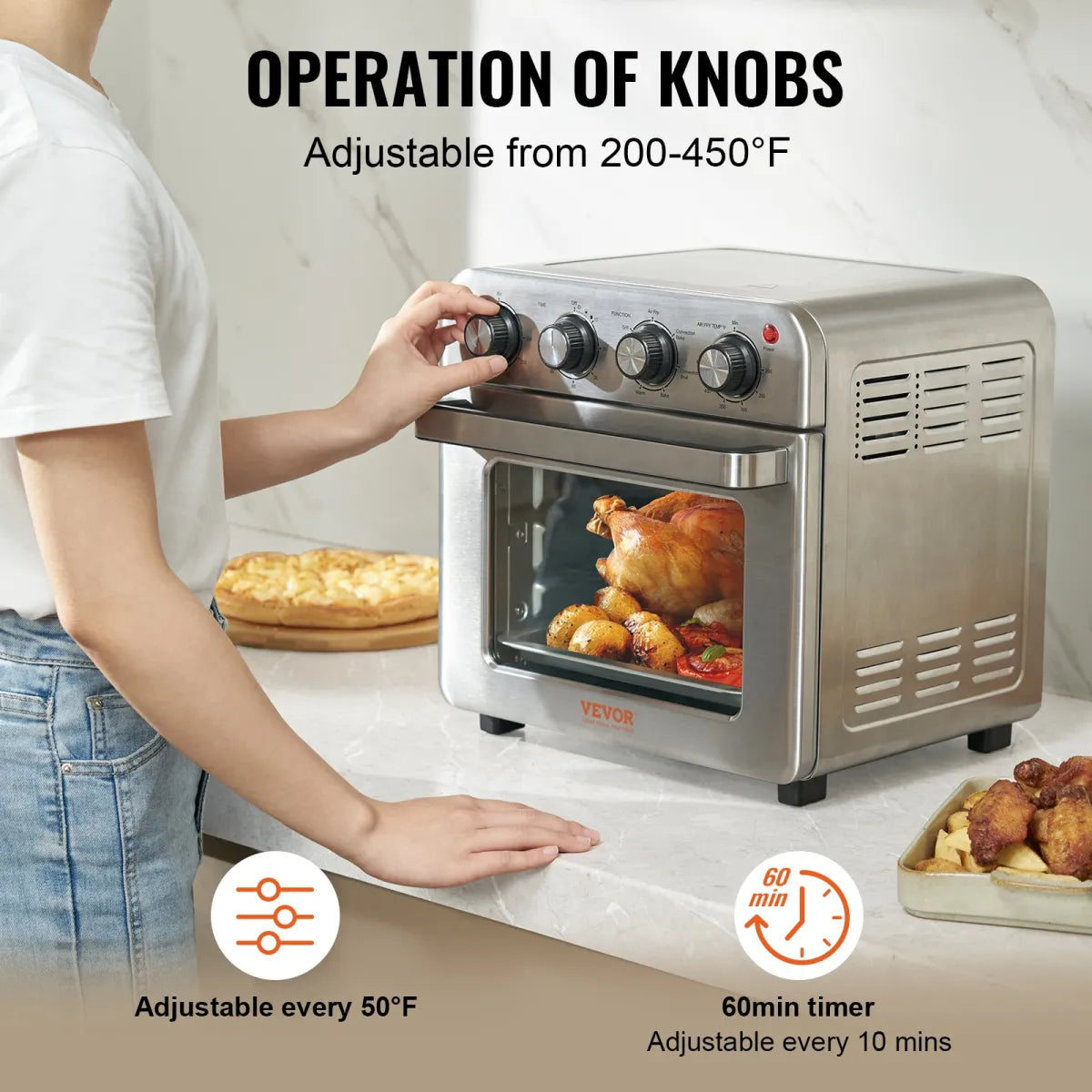 7-in-1 Stainless Steel Air Fryer Toaster Oven – 18L Convection