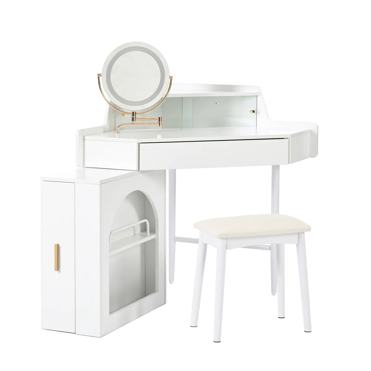 Corner Makeup Vanity Desk with LED Mirror – view 5