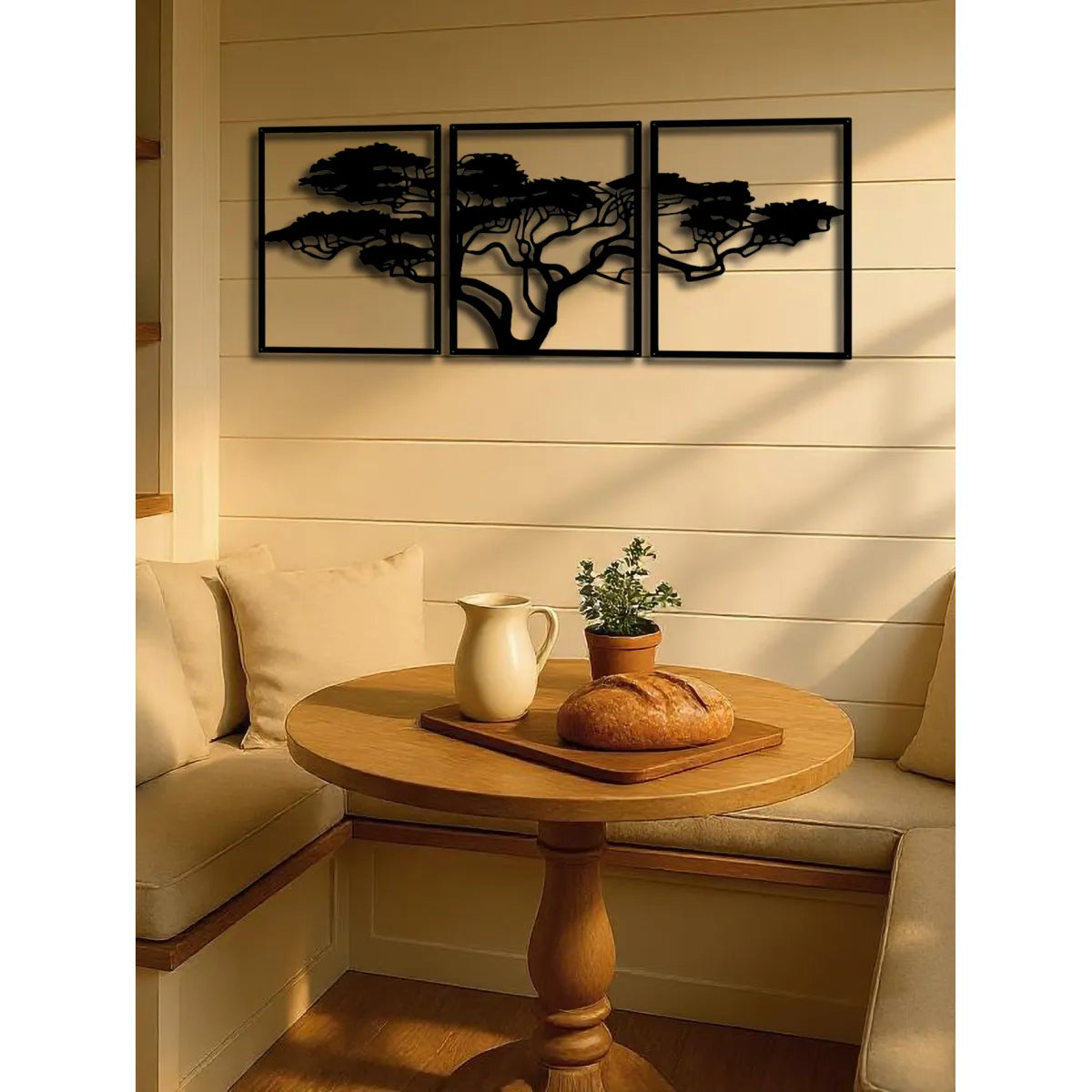 Set of 3 Black Metal Tree of Life Wall Art, Boho Spiritual Decor