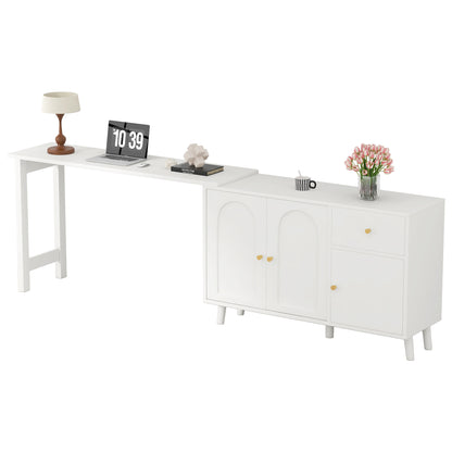 2-in-1 swivel desk and sideboard, white