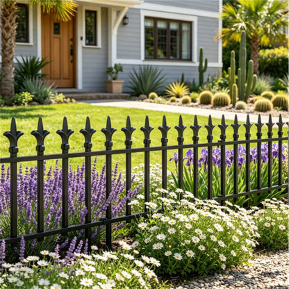 Foldable Decorative Metal Garden Border Fence, 10-Pack, Black