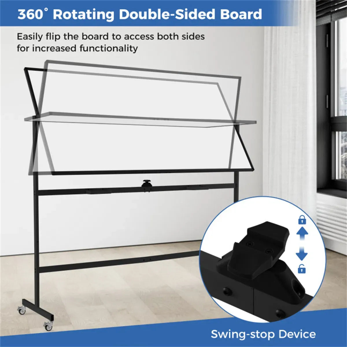 360° Rotating Double-Sided Magnetic Whiteboard – Rolling Dry Erase Board on Stand