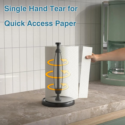 Stainless Steel Paper Towel Holder – Weighted Base One-Handed Tear Stand