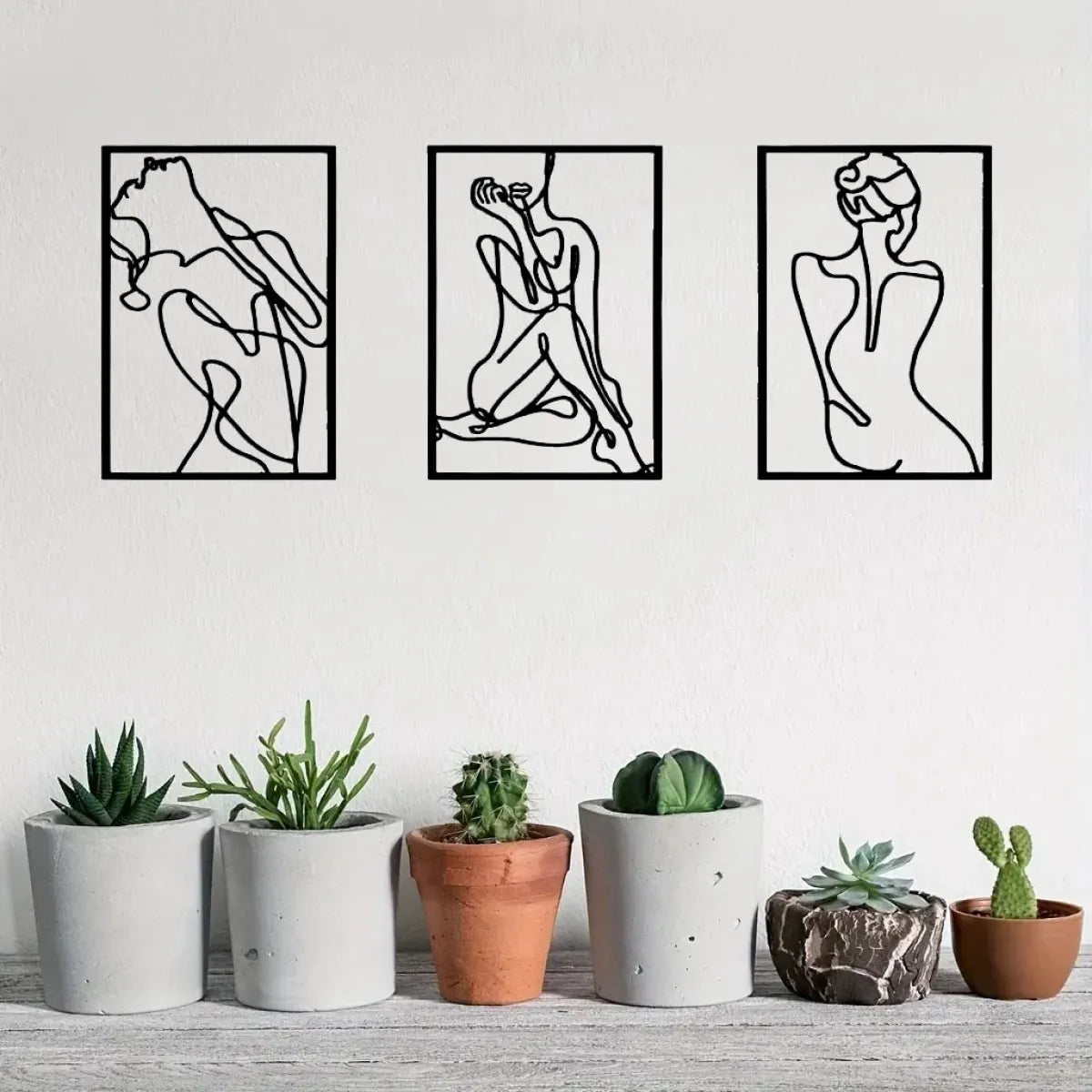 3-Piece Abstract Line Art Wall Sculpture Set, Modern Minimalist Decor