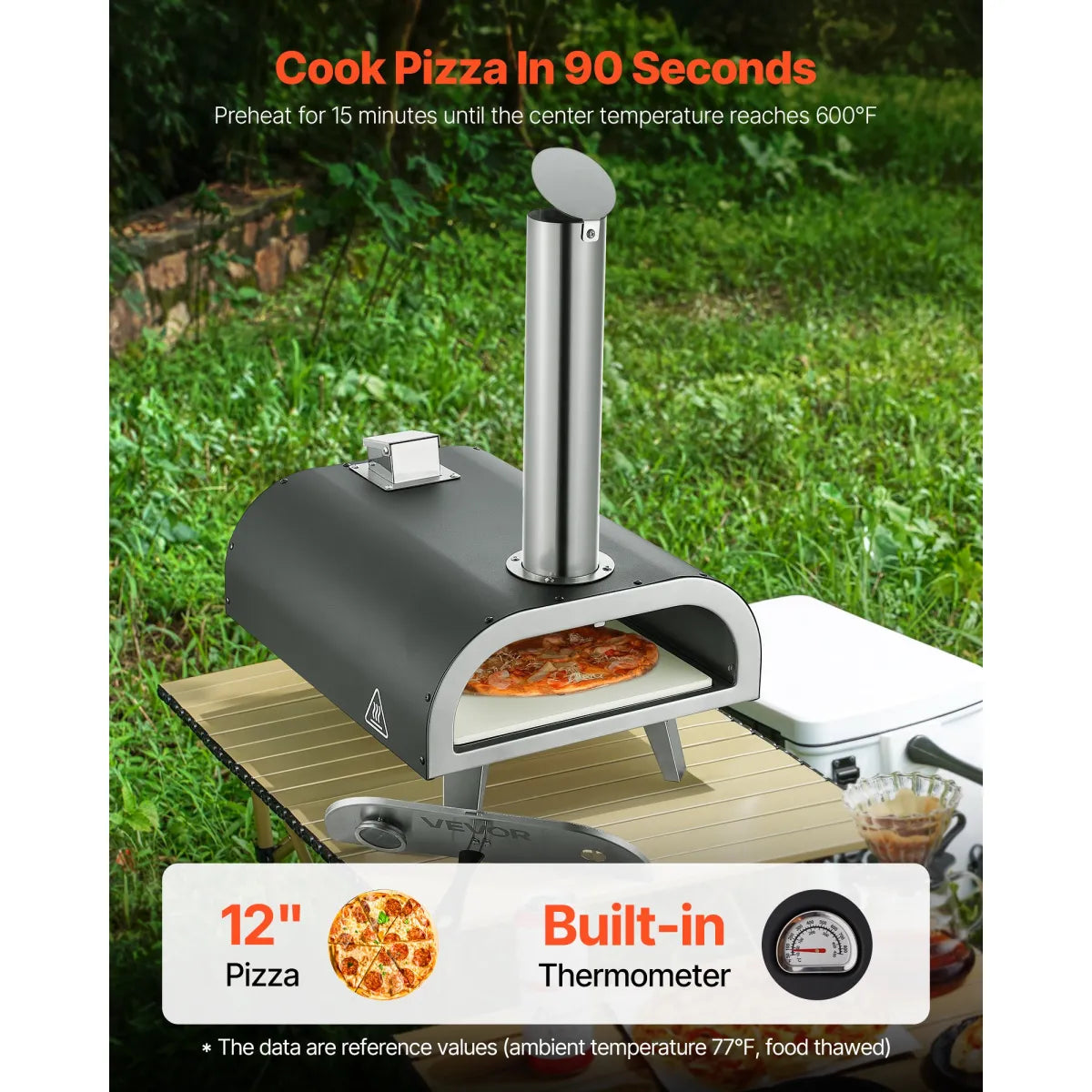 12" Wood Pellet Pizza Oven – Portable Iron Outdoor Camping Oven