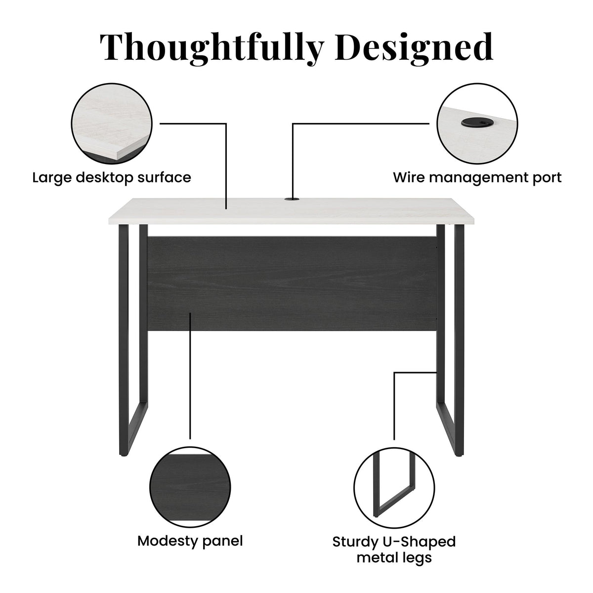 Sorina writing desk, white and light oak