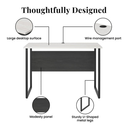 Sorina writing desk, white and light oak