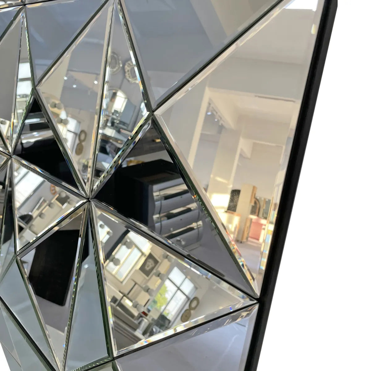 3D Beveled Glass Square Wall Mirror, Silver