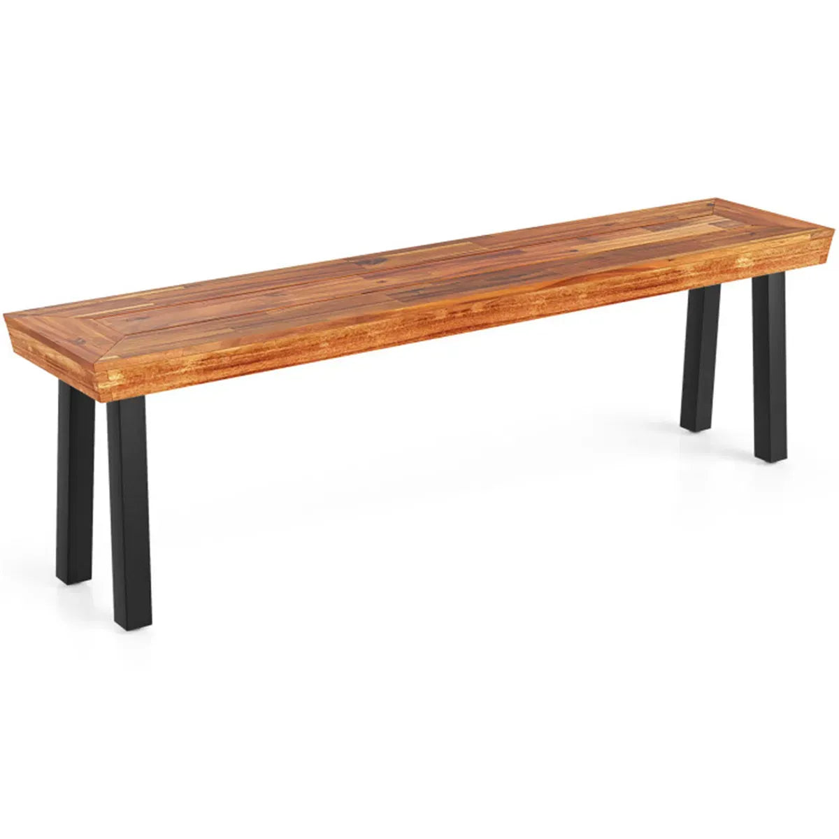 Acacia Wood Garden Bench with Adjustable Foot Pads for Outdoor Dining