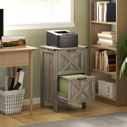 Rustic farmhouse 2-drawer file cabinet, distressed gray