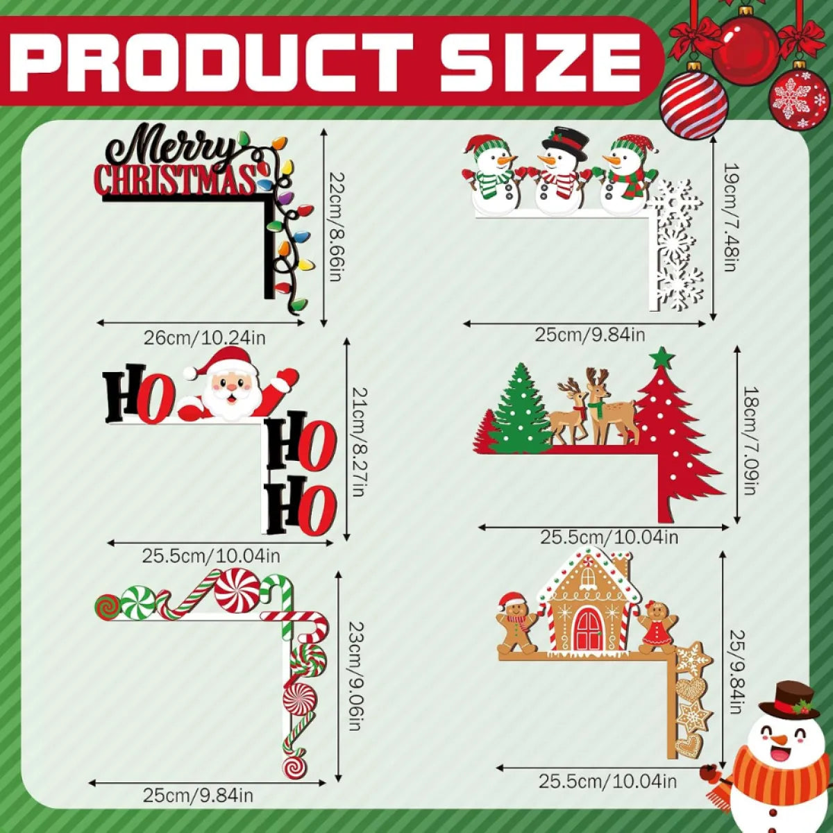 6 Pcs Christmas Door Corner Frame Decoration Set