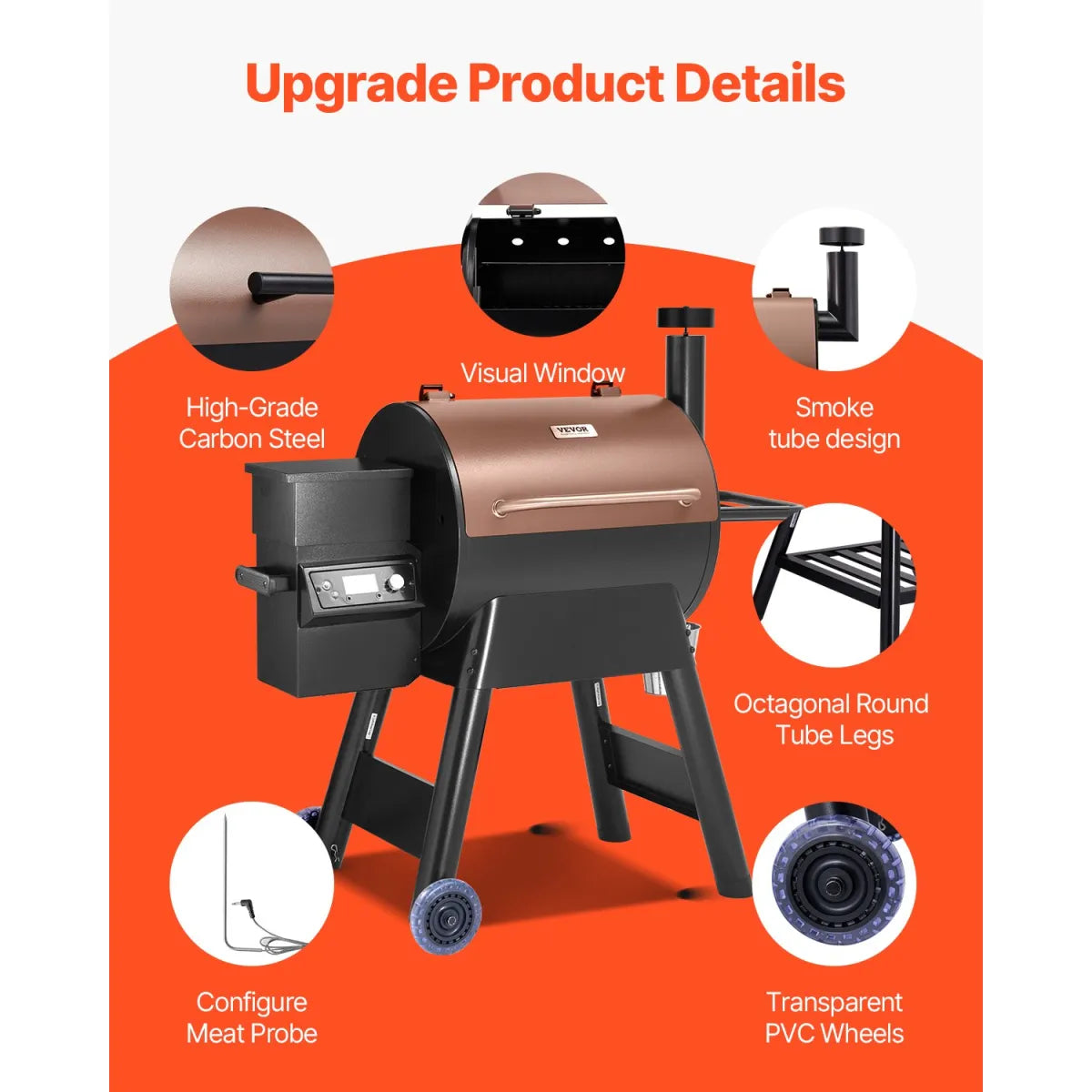 575 Sq.In. Wood Pellet Grill & Smoker – Electric Outdoor BBQ