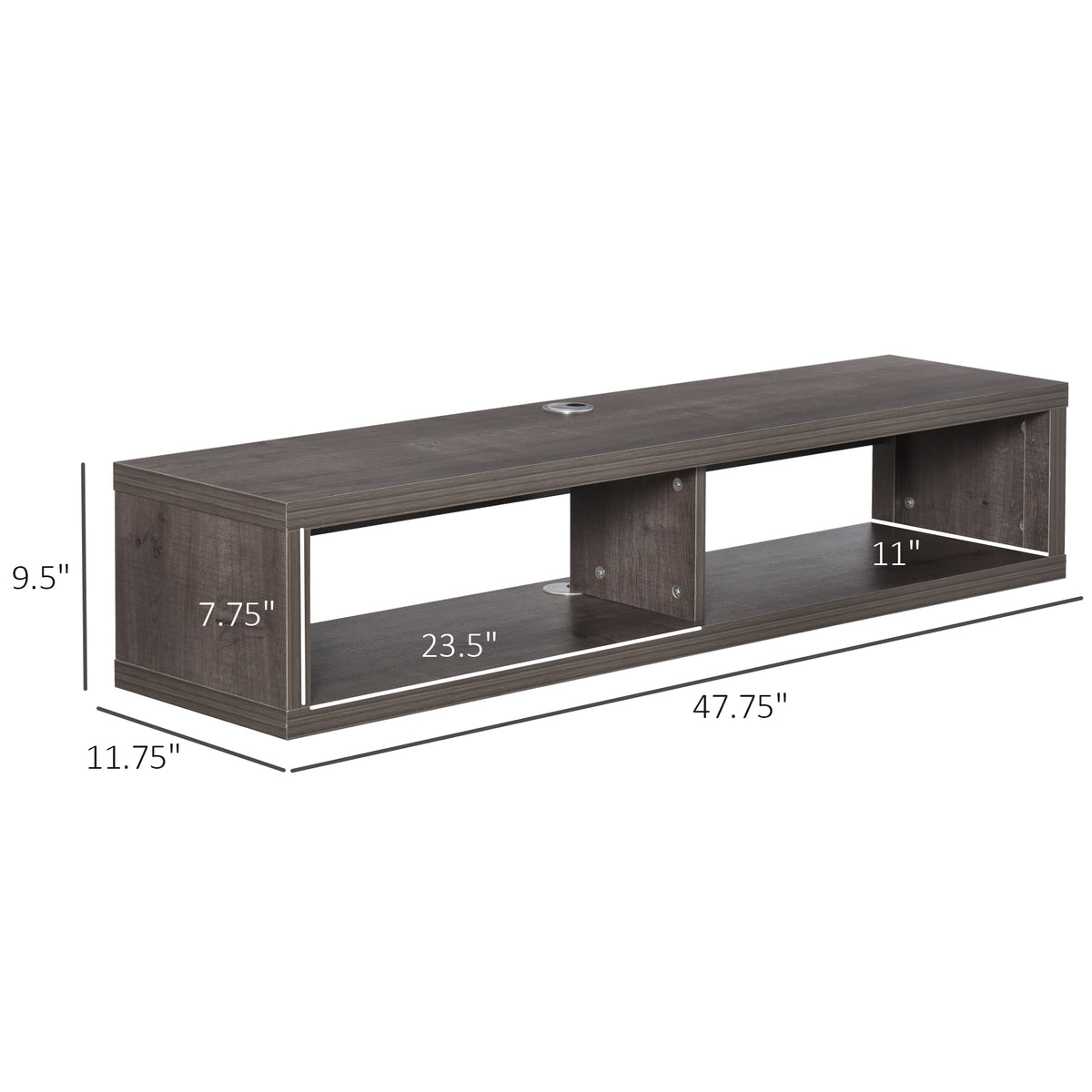 Wall-mounted floating TV stand, dark grey