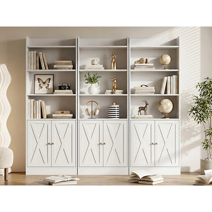 Industrial 6-Shelf Bookcase with Dual Doors – Floor-Standing Home Office Storage