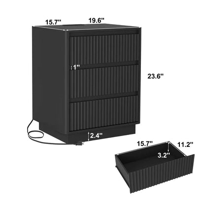 Set of 2 End Tables with USB-C Charging, Black – alternate view 2