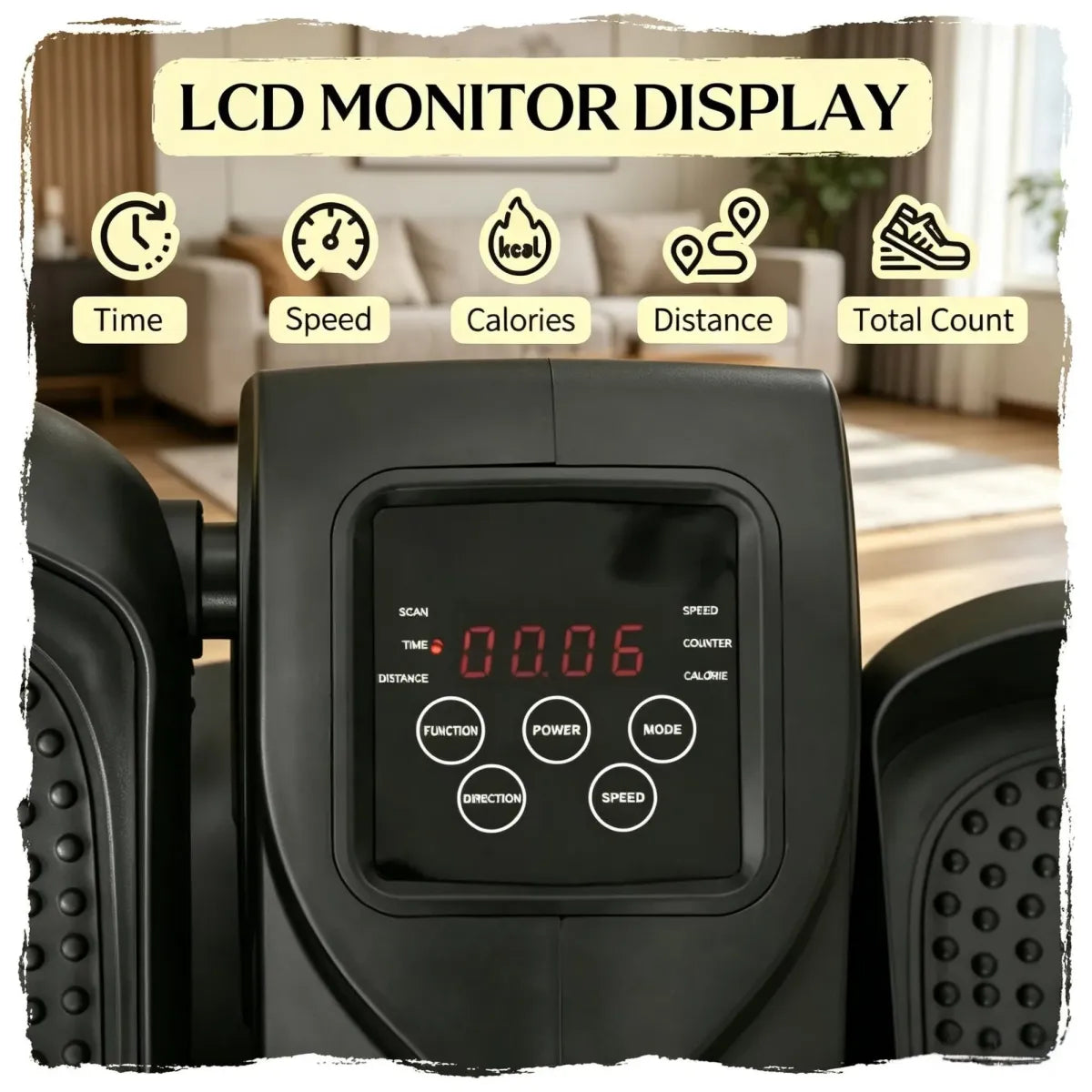 Under Desk Elliptical Machine with Remote and LCD Display for Home Office