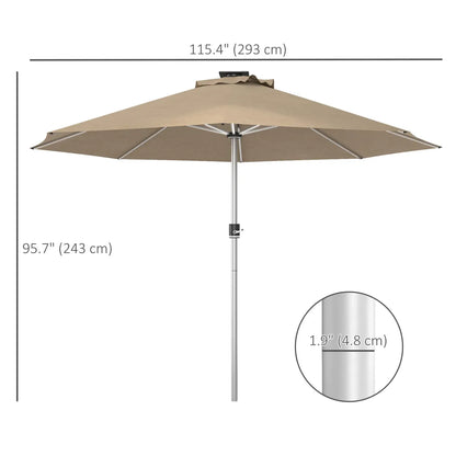 Solar LED Lighted Patio Umbrella, Khaki