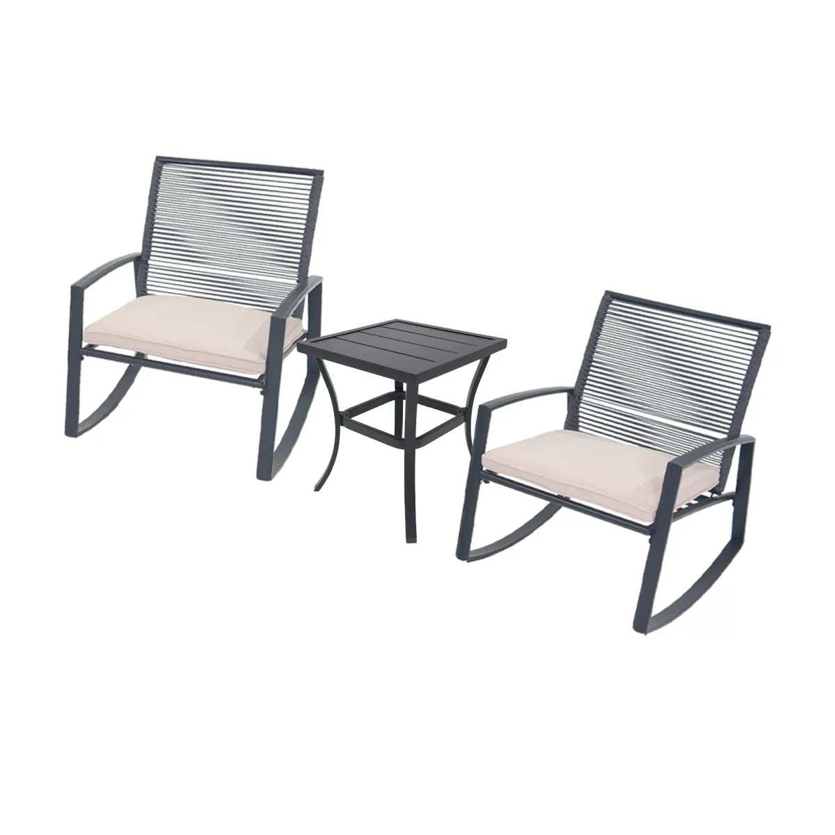2-Person Outdoor Bistro Rocking Conversation Set with Table – view 2