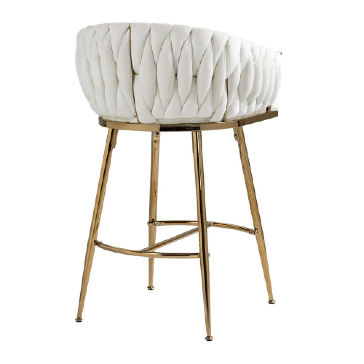 Velvet Wave-Back Counter Height Bar Stool with Gold Base, Beige
