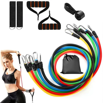 11-Piece Resistance Tube Bands Set – Home Gym Workout Kit