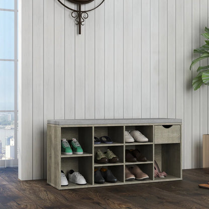 3-Tier Entryway Storage Bench with Shoe Rack & Cushion – view 2